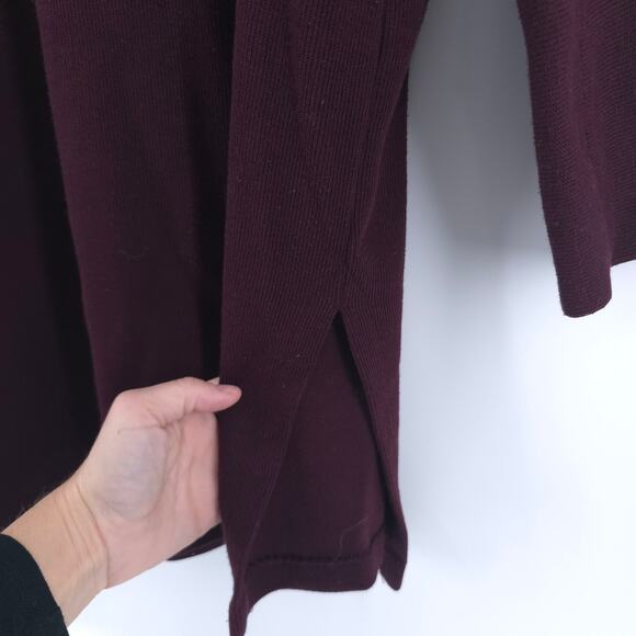 Weekenders Womens Maroon Cowl Neck SweaterTunic Split Hemline Cropped Sleeve L - Picture 6 of 11